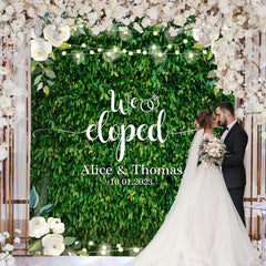 Lofaris We Eloped White Rose Greenery Leaves Wedding Backdrop