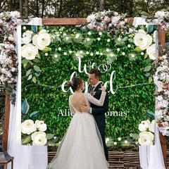 Lofaris We Eloped White Rose Greenery Leaves Wedding Backdrop
