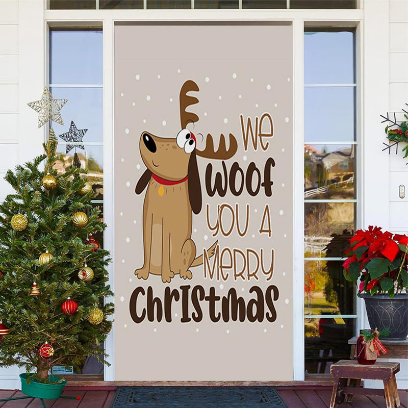 Lofaris We Woof You A Merry Christmas Elk Door Cover Decor