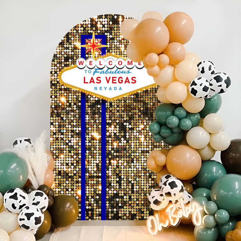 Lofaris Welcome Las Vegas Glitter Double Sided Arch Backdrop