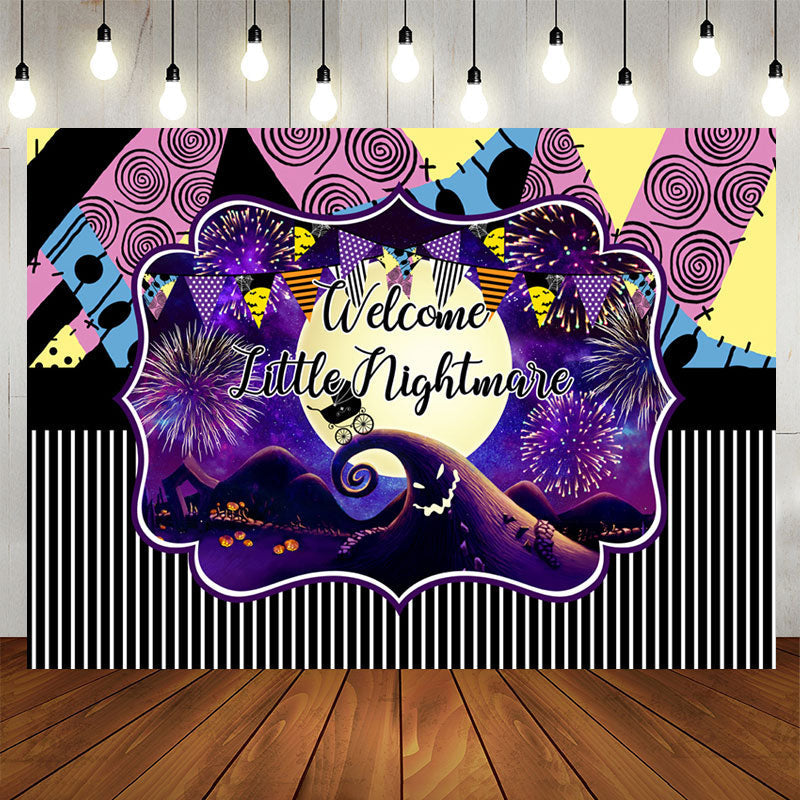 Lofaris Welcome Nightmare Halloween Baby Shower Backdrop