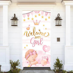 Lofaris Welcome Pink Sleeping Girl Baby Shower Door Cover