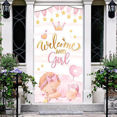 Lofaris Welcome Pink Sleeping Girl Baby Shower Door Cover
