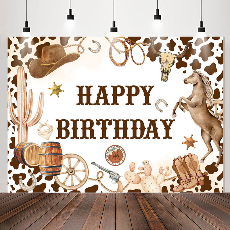 Lofaris Western Cowboy Style Horse Birthday Party Backdrop