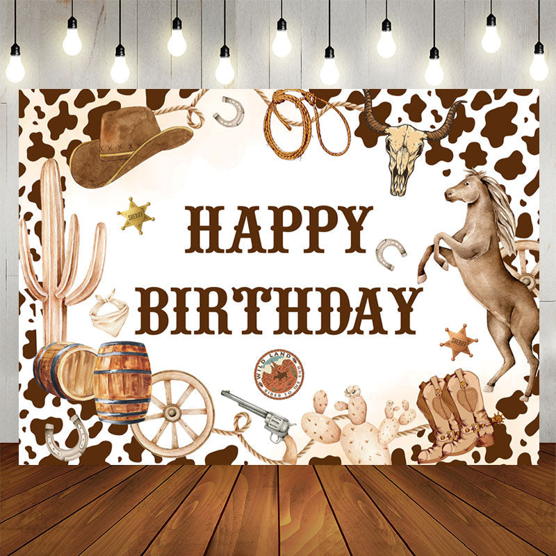 Lofaris Western Cowboy Style Horse Birthday Party Backdrop