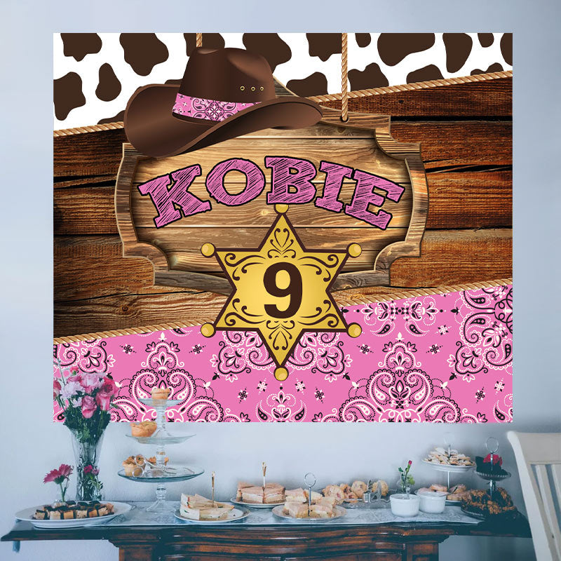 Lofaris Western Cowgirl Customizable Birthday Decor Banner