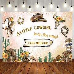 Lofaris Western Cowgirl Floral Cactus Baby Shower Backdrop
