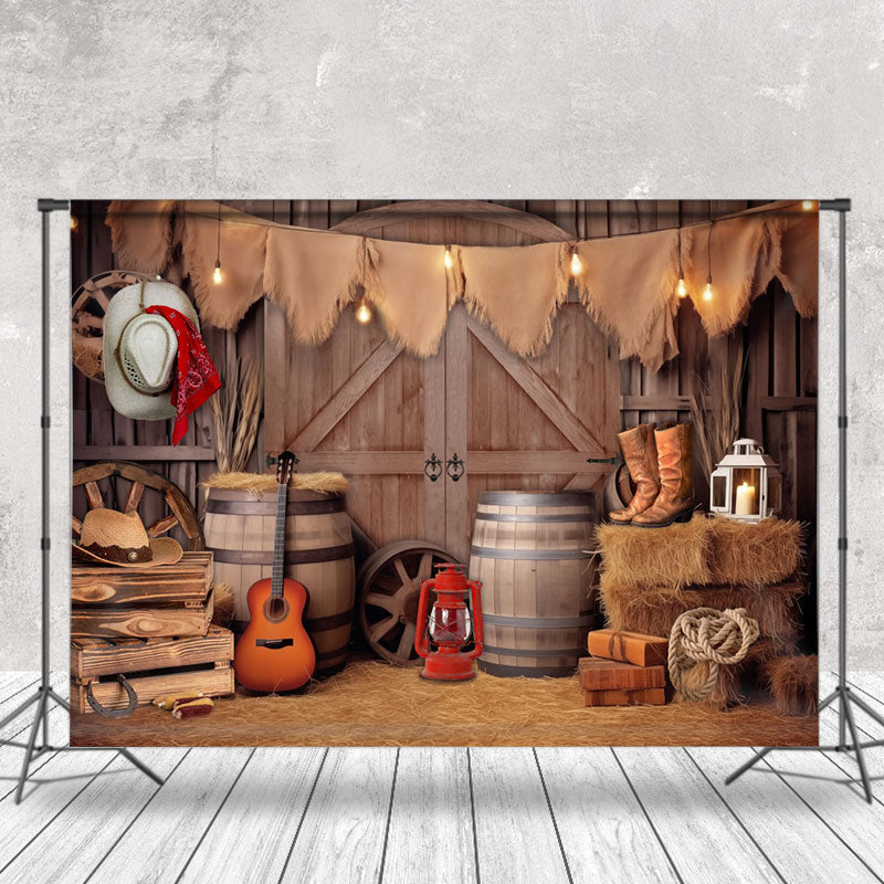 Lofaris Western Wood House Hay Photo Architecture Backdrop