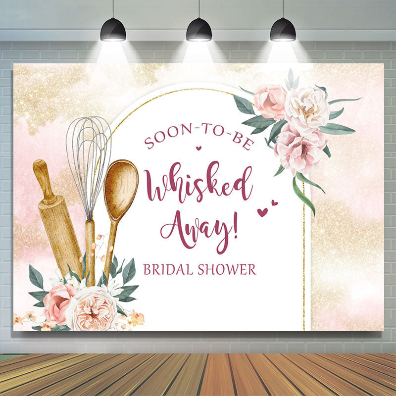 Lofaris Whisked Away Pink Floral Backdrop For Bridal Shower