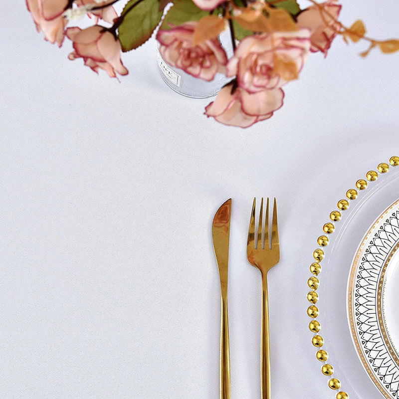 Lofaris White 150 GSM Polyester Banquet Rectangle Tablecloth