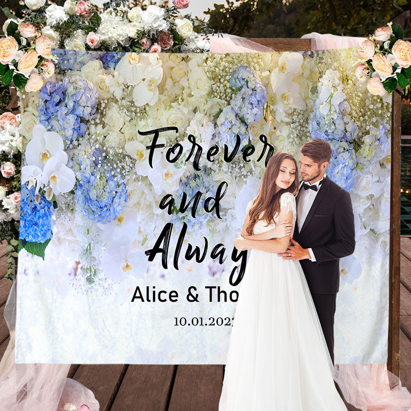 Lofaris White And Blue Flowers Simple Backdrop For Wedding