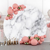Lofaris White And Grey Simple Marble Round Birthday Backdrop