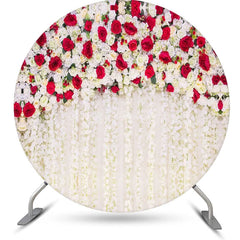 Lofaris White And Red Hanging Flowers Round Wedding Backdrop