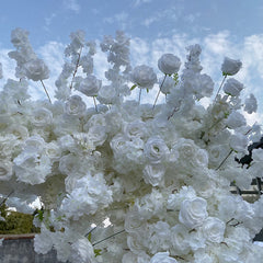 Lofaris White Artificial Fabric Arch Flower Wall For Wedding