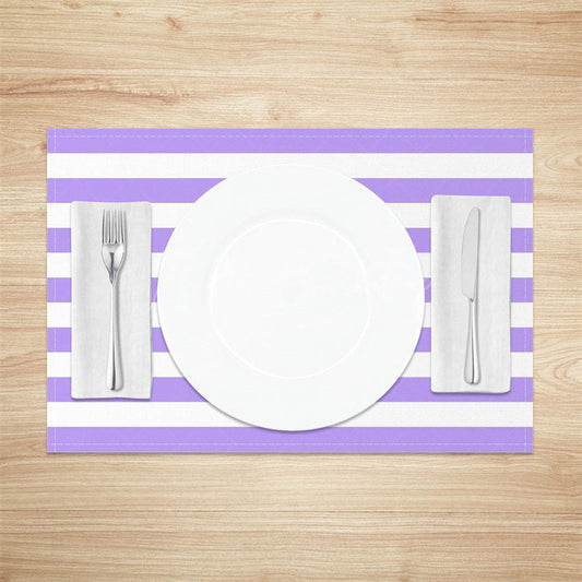 Lofaris White Baby Purple Stripe Modern Set Of 4 Placemats