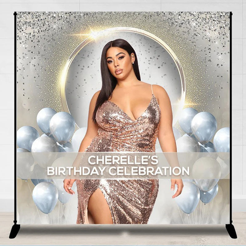 Lofaris White Balloon Custom Photo Birthday Backdrop