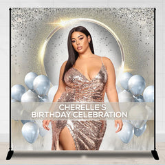 Lofaris White Balloon Custom Photo Birthday Backdrop