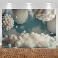 Lofaris White Balloons Cloud And Blue 1st Birthday Backdrop