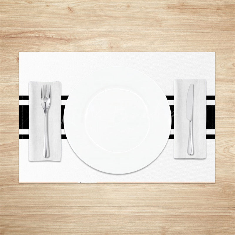 Lofaris White Black Lines Simple Dinner Set Of 4 Placemats