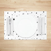 Lofaris White Black Stars Seamless Fabric Set Of 4 Placemats