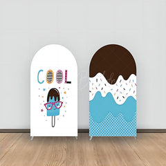 Lofaris White Blue Cool Ice Cream Double Sided Arch Backdrop