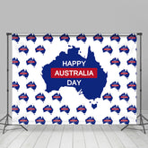 Lofaris White Blue Map Tiles Happy Australia Day Backdrop