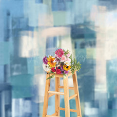 Lofaris White Blue Oil Paint Graffiti Wall Photo Backdrop