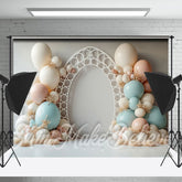 Lofaris White Blue Pink Boho Balloon Backdrop For Cake Smash