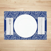 Lofaris White Blue Waves Pattern Dining Set Of 4 Placemats