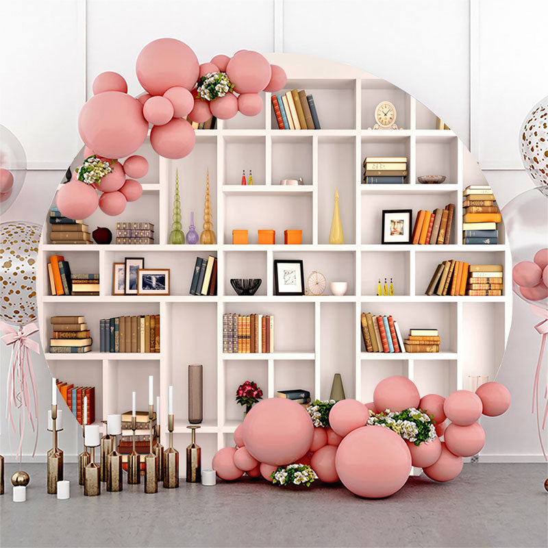 Lofaris White Bookshelf House Decor Round Party Backdrop