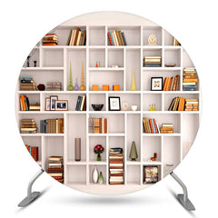 Lofaris White Bookshelf House Decor Round Party Backdrop
