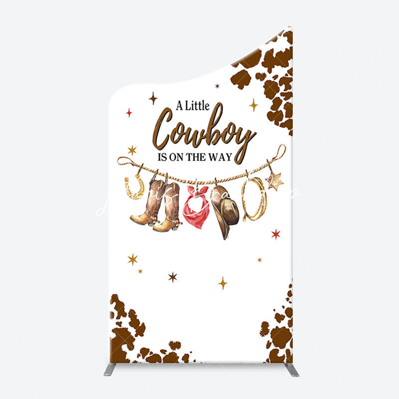 Lofaris White Brown Little Cowboy Baby Shower Arch Backdrop