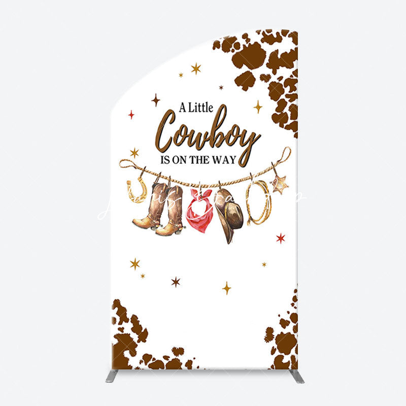 Lofaris White Brown Little Cowboy Baby Shower Arch Backdrop