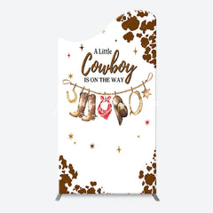Lofaris White Brown Little Cowboy Baby Shower Arch Backdrop