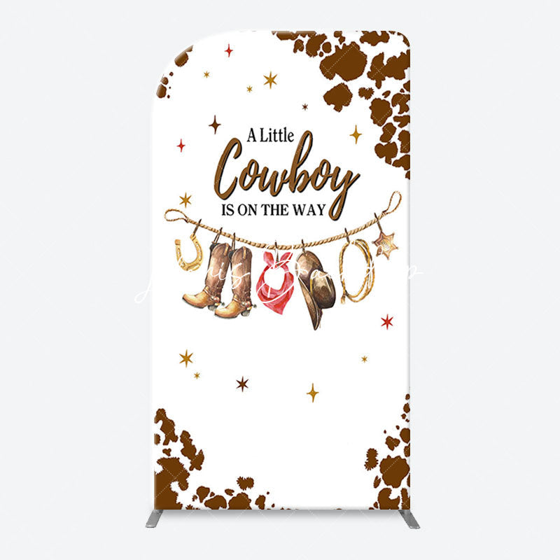 Lofaris White Brown Little Cowboy Baby Shower Arch Backdrop