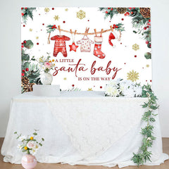 Lofaris White Christmas Santa Baby Gender Reveal Backdrop