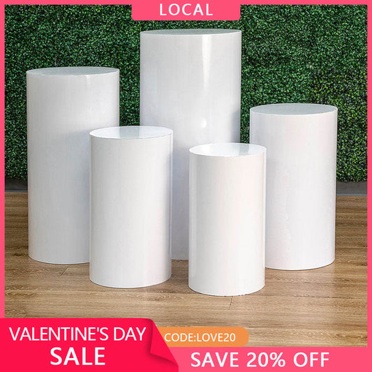 (7 Day Delivery) Metal Cylinder Pedestal Display Stands White 5 pcs Stands