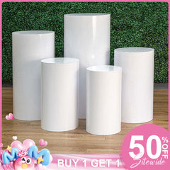 (7 Day Delivery) Metal Cylinder Pedestal Display Stands White 5 pcs Stands