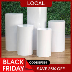Metal Cylinder Pedestal Display Stands 5 pcs/set - White