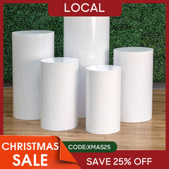 Metal Cylinder Pedestal Display Stands 5 pcs/set - White