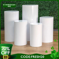 (7 Day Delivery) Metal Cylinder Pedestal Display Stands White 5 pcs Stands