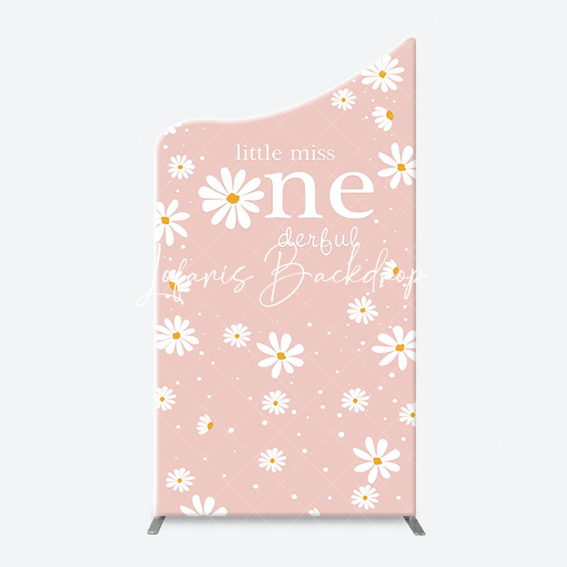 Lofaris White Daisy Groovy Pink Arch 1st Birthday Backdrop