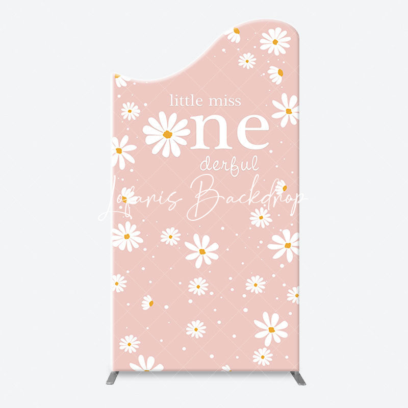 Lofaris White Daisy Groovy Pink Arch 1st Birthday Backdrop