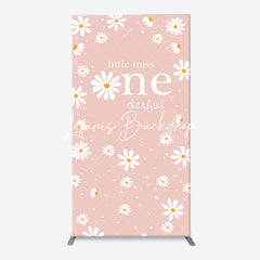 Lofaris White Daisy Groovy Pink Arch 1st Birthday Backdrop