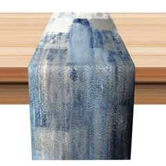 Lofaris White Denim Blue Brown Mixed Vintage Table Runner