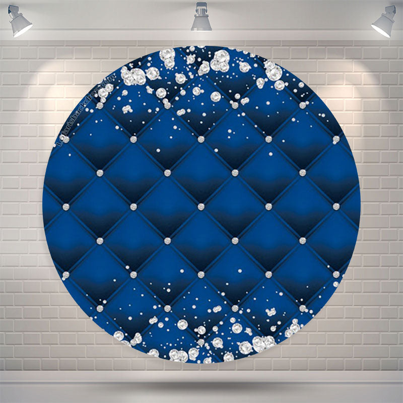 Lofaris White Diamond Blue Texture Birthday Party Round Backdrop