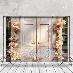 Lofaris White Door Floret Photo Birthday Cake Smash Backdrop