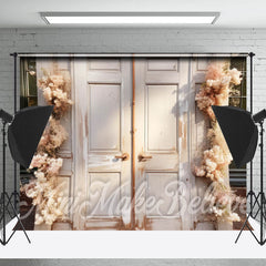 Lofaris White Door Floret Photo Birthday Cake Smash Backdrop