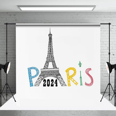 Lofaris White Eiffel Tower Paris 2024 Sport Olympic Backdrop