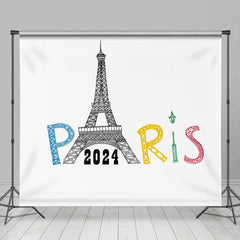 Lofaris White Eiffel Tower Paris 2024 Sport Olympic Backdrop